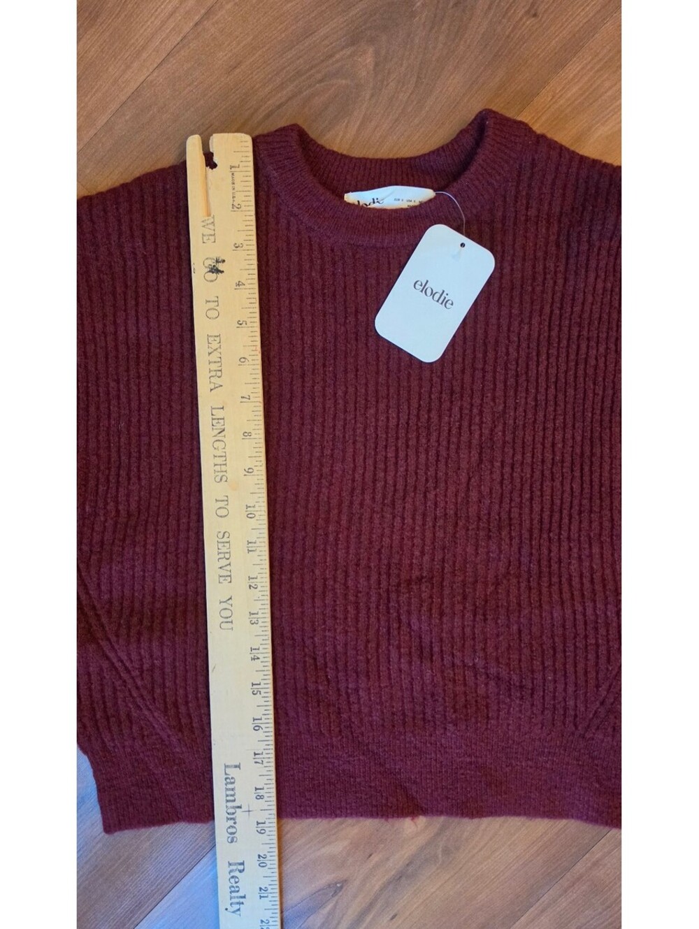 NWT Elodie Drop Shoulder Cropped Knit Sweater Maroon Wine, Small, 246 - Picture 4 of 6